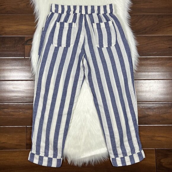 Pact Women's Size Medium Blue White‎ Stripe Organic Cotton Hemp Pull On Pants - Picture 7 of 10